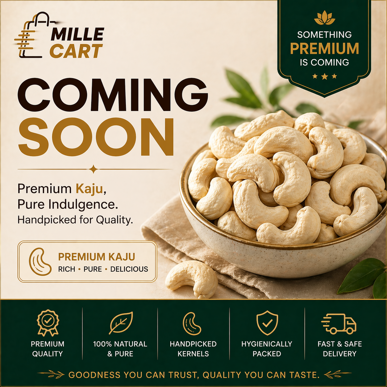 Tata Sampann Premium Quality Kaju, 100% Pure Cashews