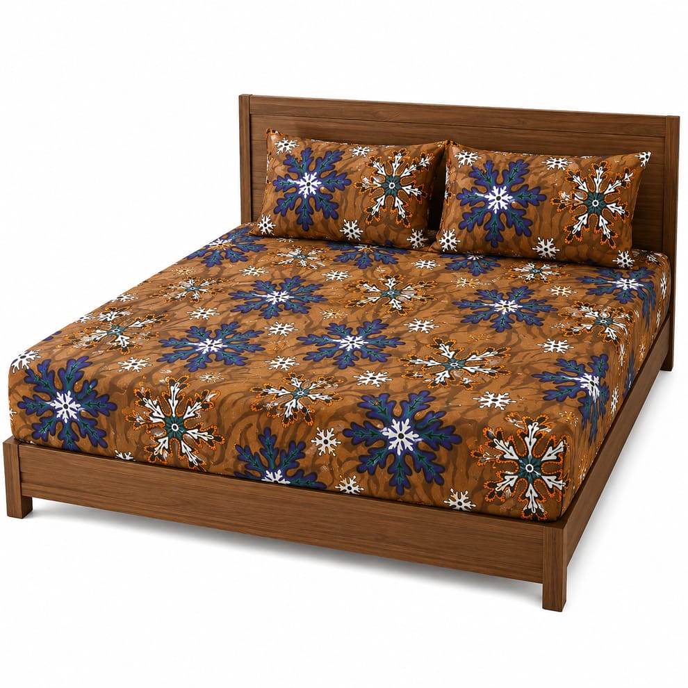 Masakali Soft Cotton Blend Double Bed Sheet with 2 Pillow Covers