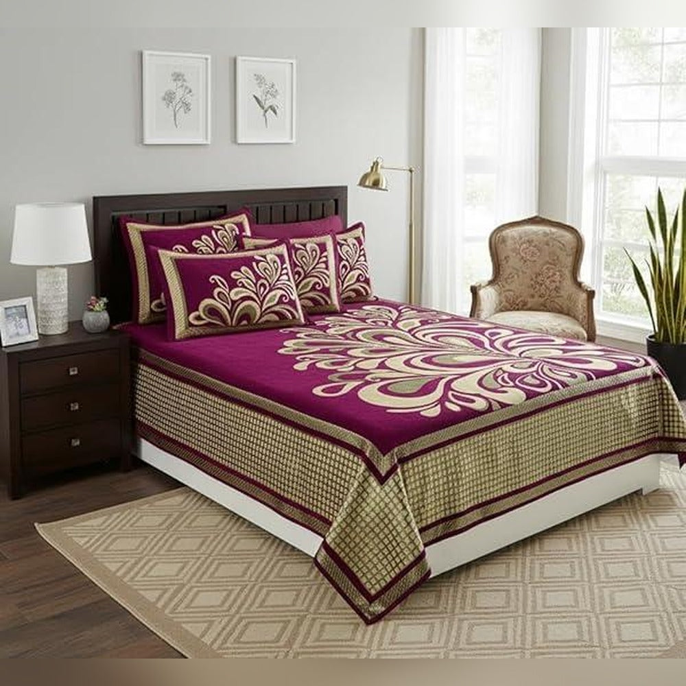 Chenille Velvet King Size Bedcover with Pillow covers  – 95 x 100 inch