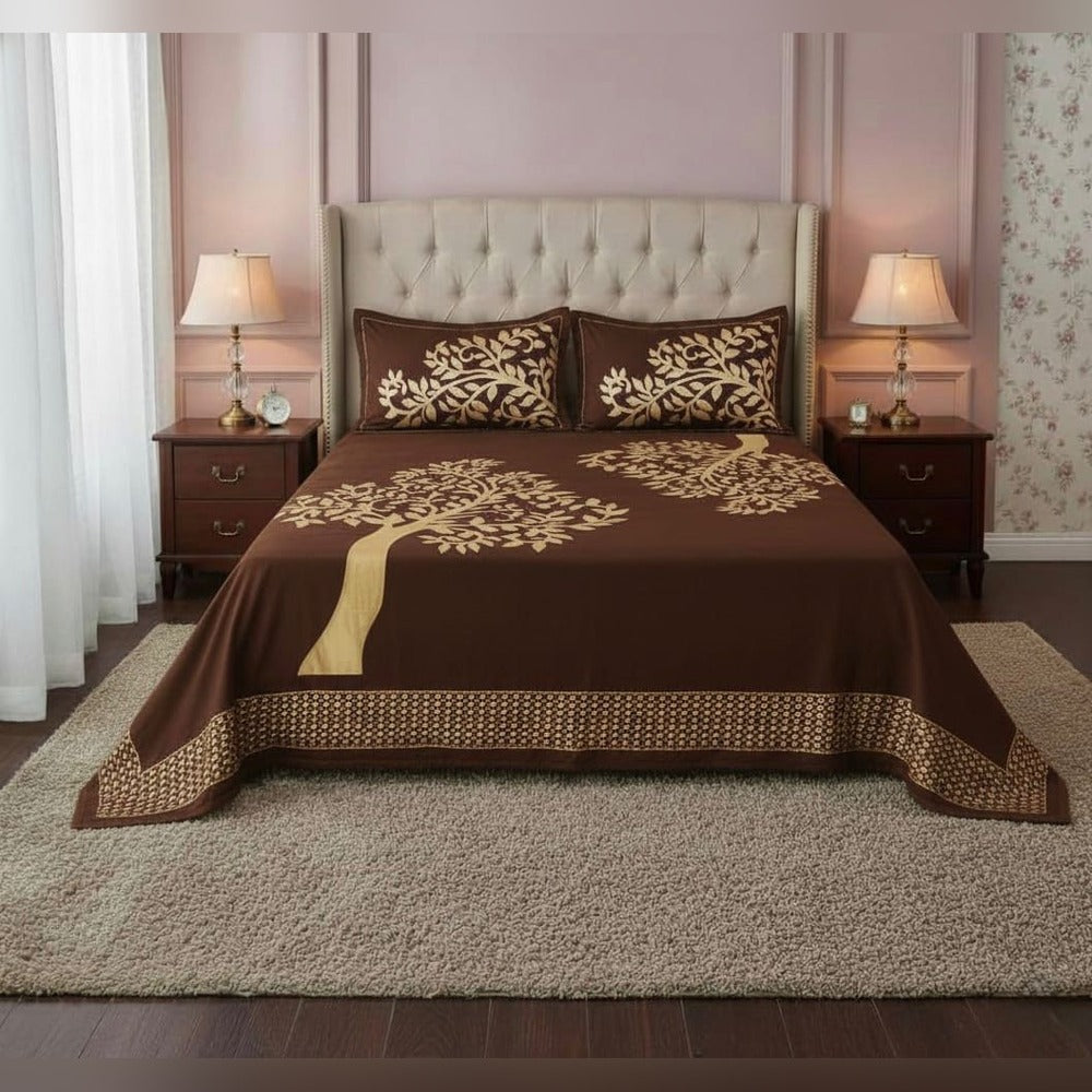 Chenille Velvet King Size Bedcover with Pillow covers  – 95 x 100 inch