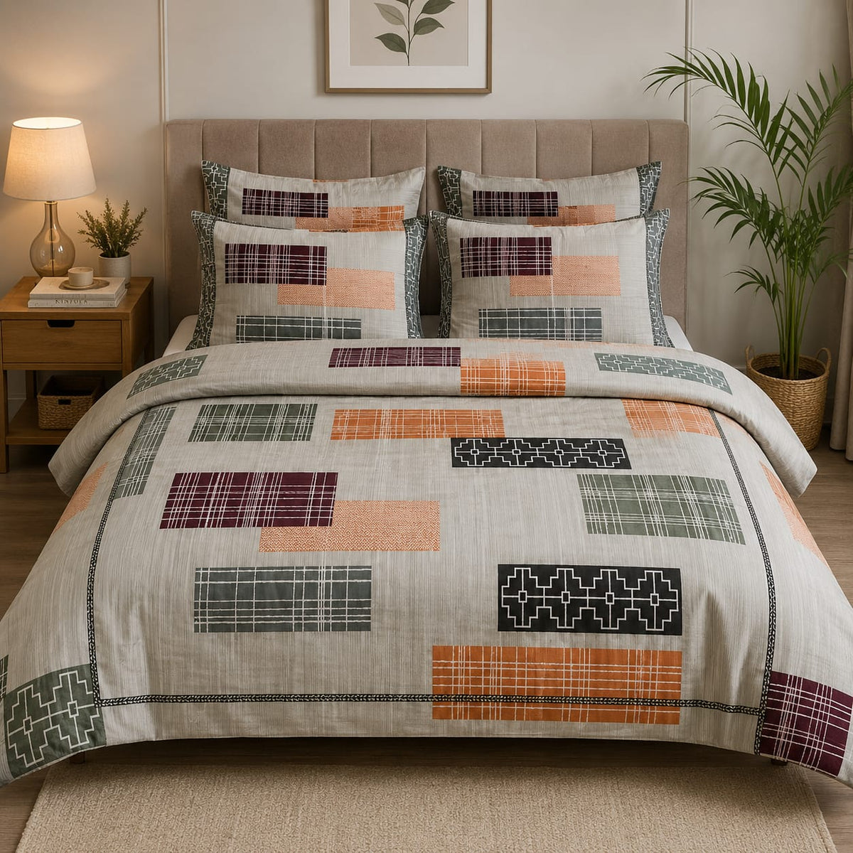 Uphaar Floral Soft Glace Cotton Double Bed Sheet with 2 Pillow Covers