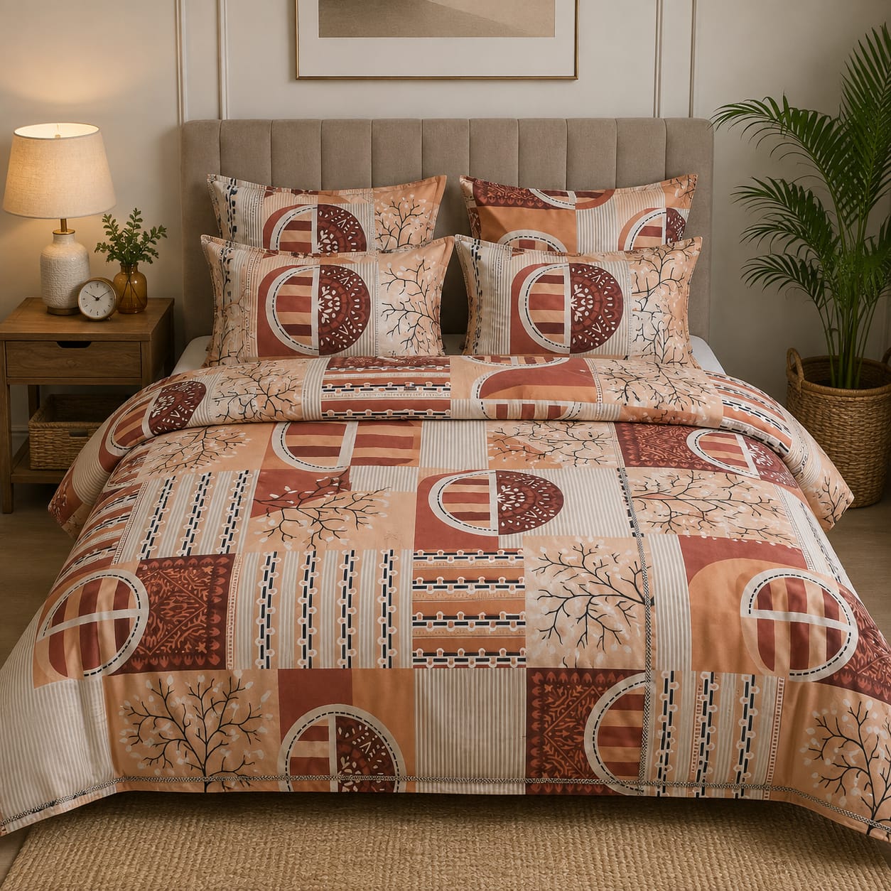 Uphaar Floral Soft Glace Cotton Double Bed Sheet with 2 Pillow Covers