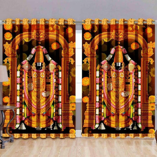 Mille Cart Devotional  Print Door Curtain for Puja Room Pack of 1