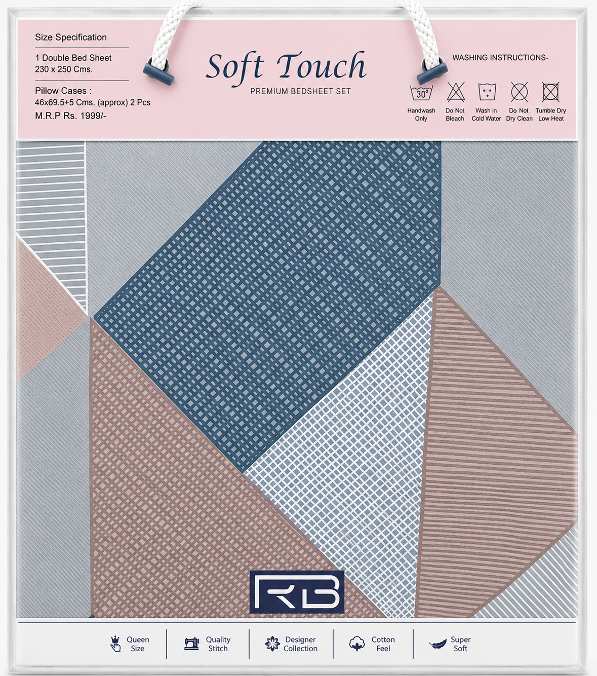 Soft Touch Premium Double Glace Cotton Bed Sheet with 2 Pillow Covers
