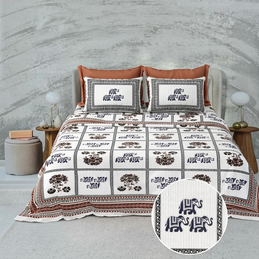 Jaipur Jharokha Bedsheet - Red Elephant Print