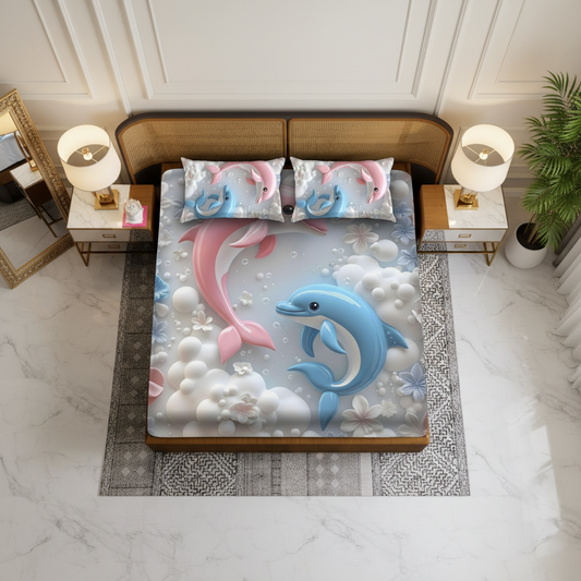 Dolphin Bedsheet - Luxury Top View