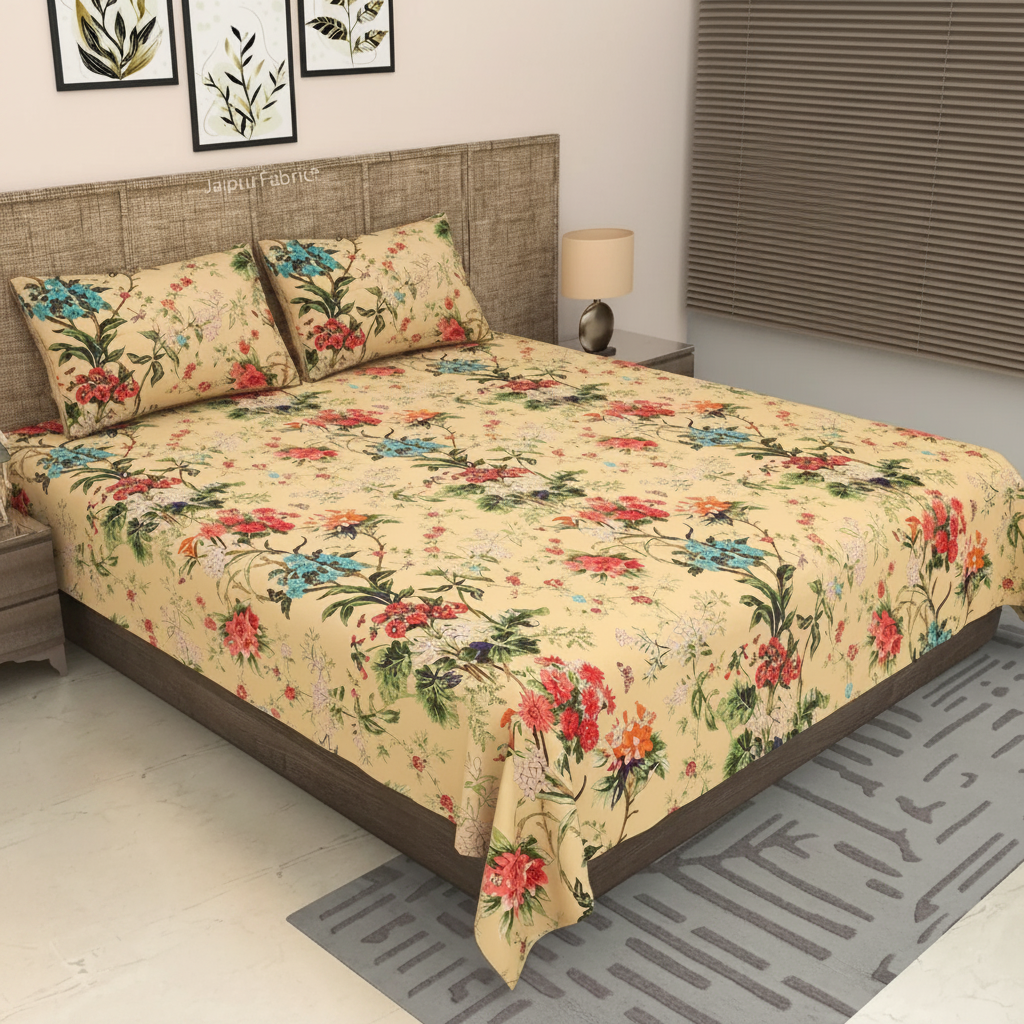 Floral Bedsheet Yellow 990x990