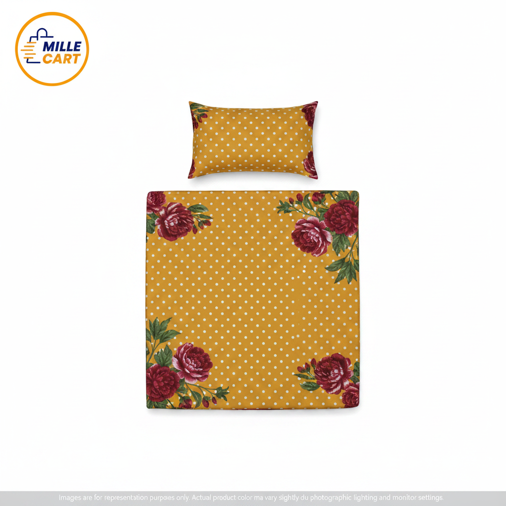 Sunny Bloom Yellow Polka Dot Peony Bedsheet