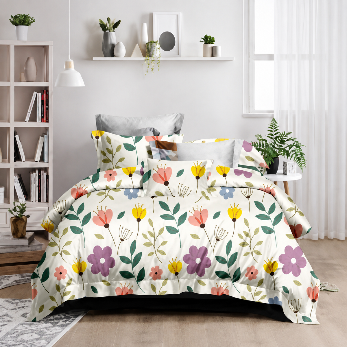 Grand King Size Bedsheet Set - Whimsical Wildflower Bunch Design