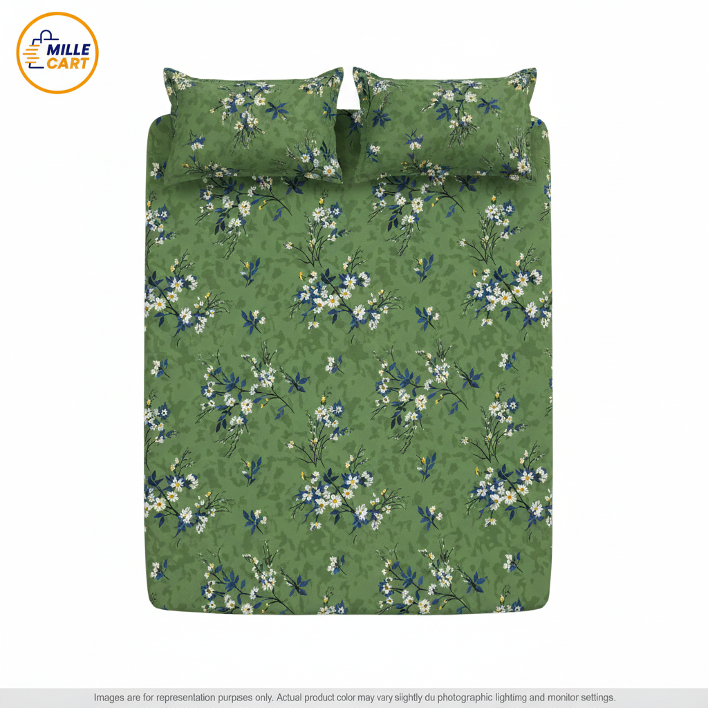Masakali Green Floral Bedsheet