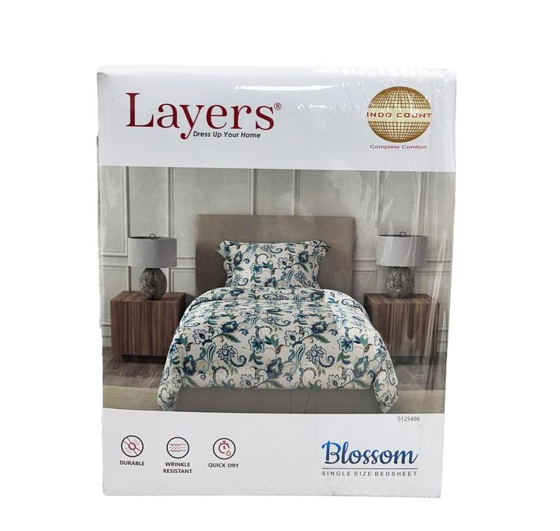 Layers Blossom Single Size Bedsheet And Pillow Cover
