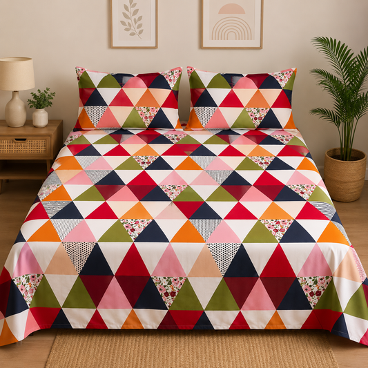 Heritage Mill Heavy Glace Cotton Double Bed Sheet with 2 Pillow Covers