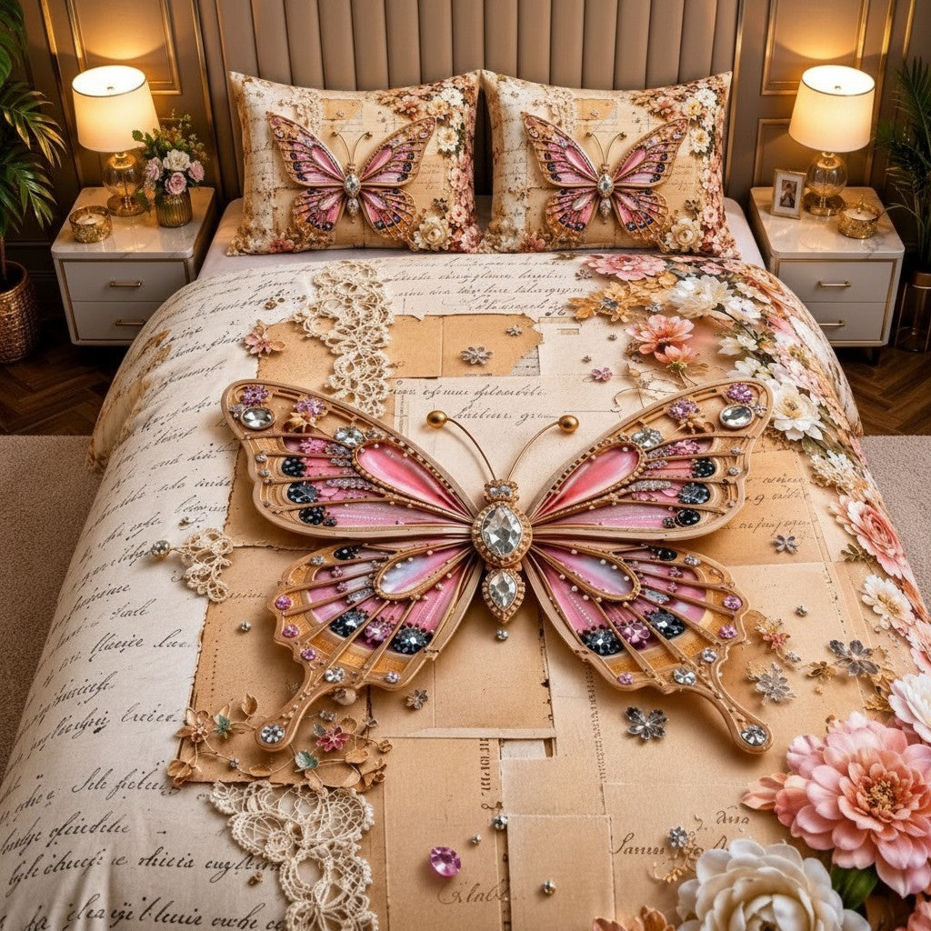 Jewels Garden 7D Digital Print Double Bedsheet Set