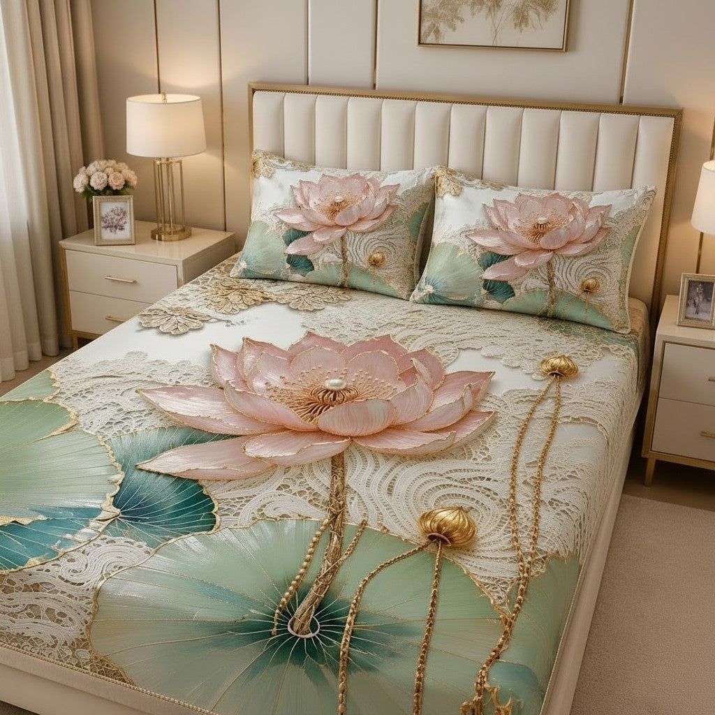 Jewels Garden 7D Digital Print Double Bedsheet Set