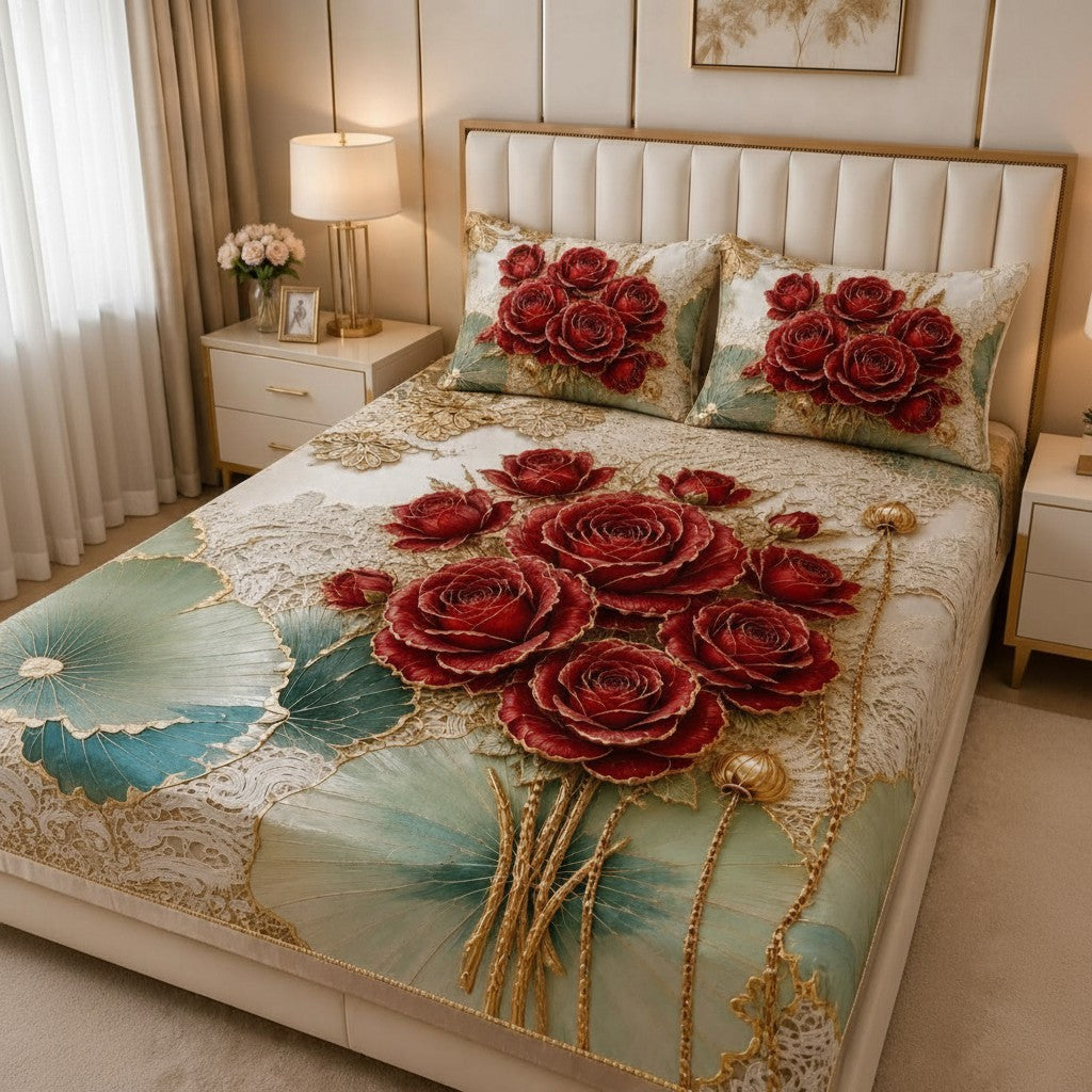 Jewels Garden 7D Digital Print Double Bedsheet Set