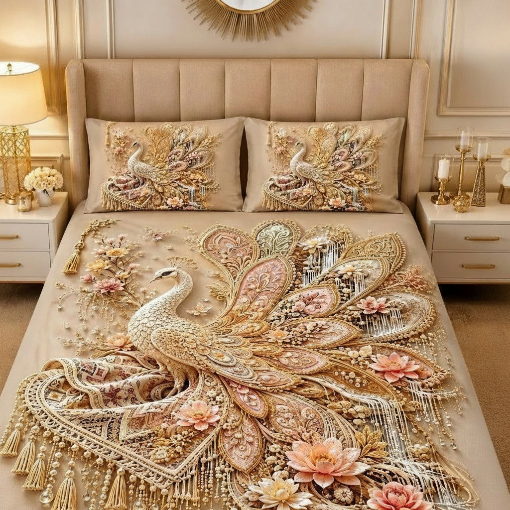 Jewels Garden 7D Digital Print Double Bedsheet Set