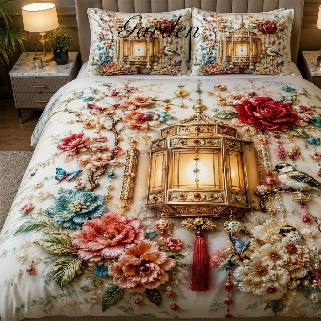 Jewels Garden 7D Digital Print Double Bedsheet Set
